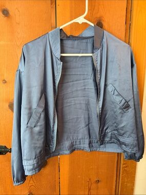 Satin Blue Women's Bomber Jacket
